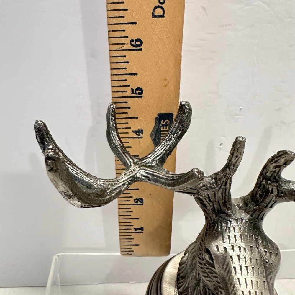 Pottery Barn Silver Pewter Metal Stag Deer Head Antler Figure Rustic Lodge Decor - Picture 9 of 9